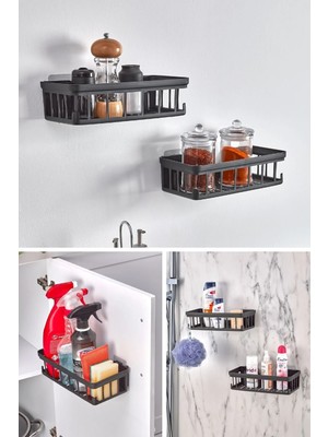 Mikasso 2 Adet Oslo Banyo Düzenleyici Deterjanlık Sabunluk 2'li Yapışkanlı Evye Altı Düzenleyici Organizer