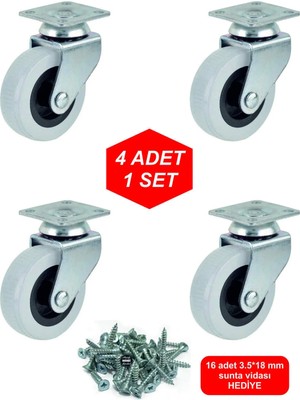 Mikasso 4 Adet Döner Tablalı 50'lik Bilyalı Masa Dolap Sehpa Mobilya Tekeri