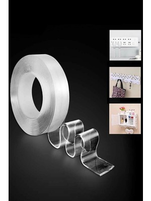 Mikasso 18MM 5 Metre Çift Taraflı Nano Teknolojili Süper Güçlü Bant Extra Güçlü Duvar Çerçeve Taşıyıcı Şeffa
