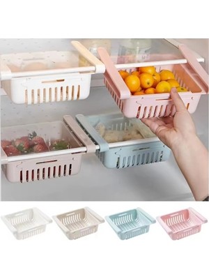 Mikasso Buzdolabı Raf Düzenleyici Organizer Ayarlanabilir Çok Amaçlı Organizer Buzdolabı Sepeti-Beyaz Plasti