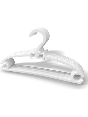 Mikasso Çocuk Elbise Askısı Bebek Askısı Fiyonk Askı 12 Adet Plastik Beyaz Renk Kaliteli Plastik Siyah