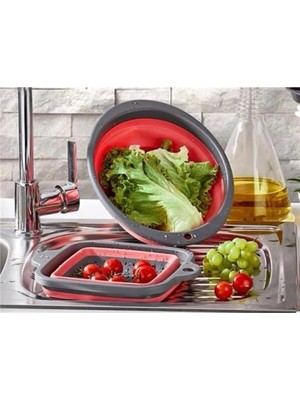 Mikasso Sebze Meyve Yıkama Sepeti Süzgeç Akordiyonlu Katlanır Süzgeç Plastik