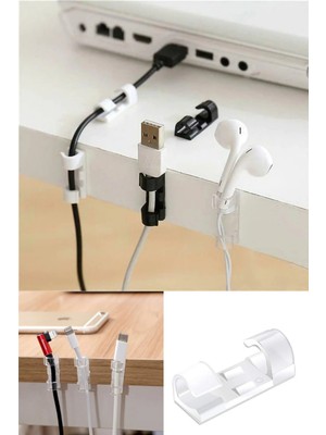 Mikasso Kablo Düzenleyici Klipsler Kablo Sabitleyici Duvar Fayans Cam Kablo Tutucu Yapışkanlı Klips 20 Adet
