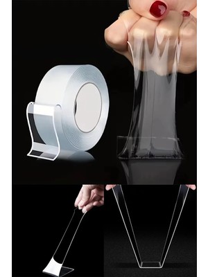 Mikasso Çift Taraflı Şeffaf Nano Teknolojili Süper Güçlü Bant Ekstra Güçlü Duvar Çerçeve Taşıyıcı 2 Metre