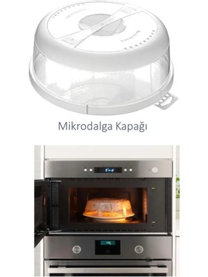 Mikasso Mikrodalga Gıda Koruma Kapağı, Saplı Kapak Şeffaf 24,5 x 7,5 (H) cm Plastik Beyaz