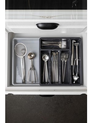 Mikasso Pratik Çekmece Içi Kayar Kaşıklık Plastik Gri