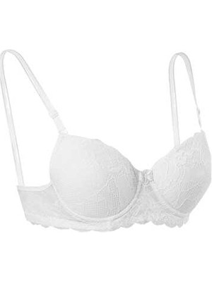1154 Ebru Silikonlu Dantelli Destekli Sütyen 6lı Paket Beyaz