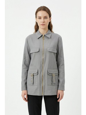 Rays 4386A Fermuarlı Cep Kapak Ceket Gri