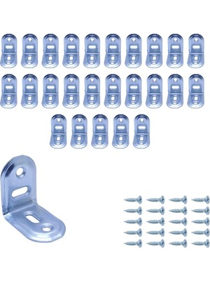 Mikasso 25 Ad. L Demir Gönye Köşebent 22X30X30MM - Mobilya Dolap Sabitleme Köşe Birleştirme Bağlantı Aparatı