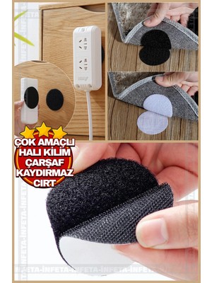 Mikasso 10 Adet Halı Kilim Koltuk Örtüsü Kaydırmaz Sabitleyici Cırt Yıkanabilir Kendinden Yapışkanlı Ped Siy