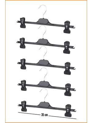 Mikasso Plastik Pantolon Askısı, Etek Askısı, Siyah Renk, 35 Cm, 10 Adet Plastik Siyah Tr