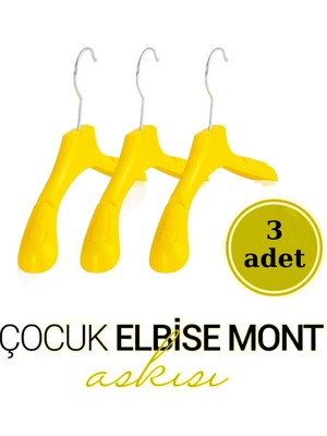 Mikasso Sarı Plastik 30 cm Çocuk Askısı Çocuk Elbise Askısı Çocuk Kıyafet Askısı Plastik Sarı