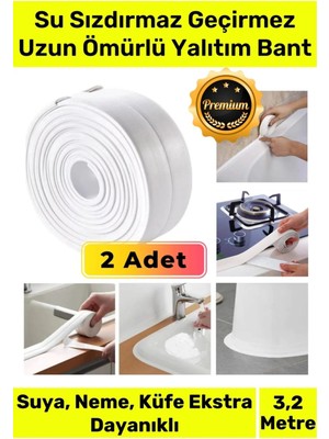 Mikasso 2 Adet Duş Pvc Lavabo Küvet Tezgah Banyo Mutfak Pencere 3,2 mt Su Geçirmez Sızdırmaz Yalıtım Bant Be
