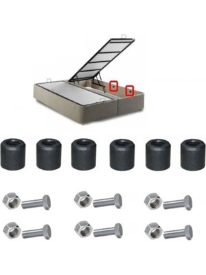 Mikasso 6 Adet Baza Yatak Tutucu + Civatalar Yuvarlak Plastik - Baza Denge Stopu