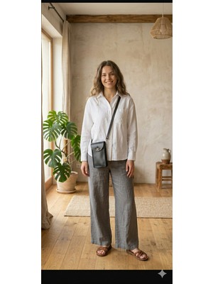 Gerçek Deri Siyah Telefonluk/ Çanta (17CMX10CMX4CM)