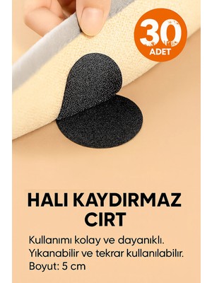 Mikasso 30 Adet Kendinden Yapışkanlı Halı Koltuk Örtüsü Sabitleyici, Kendinden Yapışkanlı Cırt Bant Beyaz