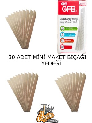 Mikasso Küçük Dar Maket Bıçağı Yedeği 30 Adet Maket Bıçağı Mini Ağzı 30 Adet Bıçak