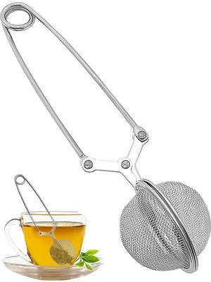 Mikasso Paslanamaz Çelik Teleskopik Uzun Top Şekilli Çay Bitki Çayı Süzgeci Çay Süzgeç Bardakta Bitki Çayı P