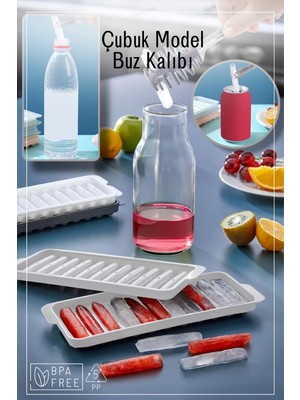 Mikasso 11 Bölmeli Çubuk Model Buz Kalıbı Buzluk 2'li Set - Beyaz Plastik