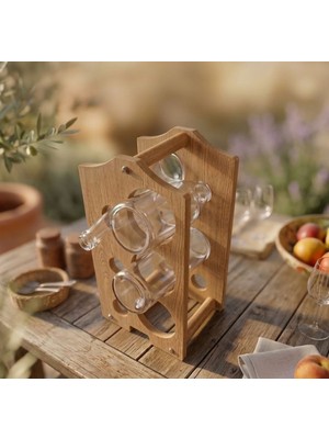 Aybi Dekor Ahşap Şaraplık Standı / Şişe Standı Dikey Form Açık Meşe Mdflam 6 Gözlü