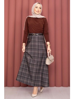 TKM Retro Ekose Desen Scuba Etek Bej