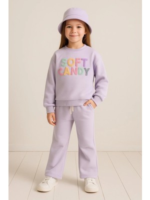 GMG Collection Baby Kız Çocuk Kışlık Lila Renk Soft Candy Pullu Takım 5Y6Y7Y8Y