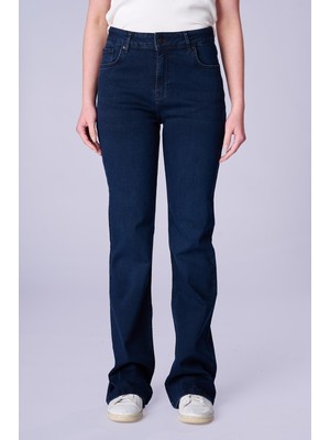 Twister Tina 9500-04 Blue Black Likralı Ispanyon Paça Kadın Kot Pantolon Laci