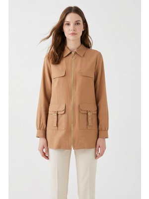 Rays 4386A Fermuarlı Cep Kapak Ceket Taba