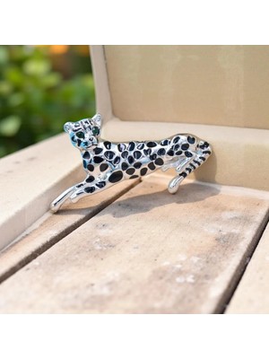 Cesicey Panter Broş (6 cm) Gümüş Renk