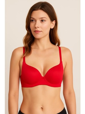 1101 Ebru Silikonlu Desteksiz Sütyen 6lı Paket Kırmızı