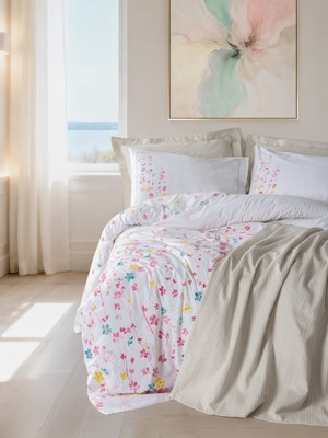 Cotton Box Vivid Tek Kişilik Pikeli Nevresim Takımı Flare Bej