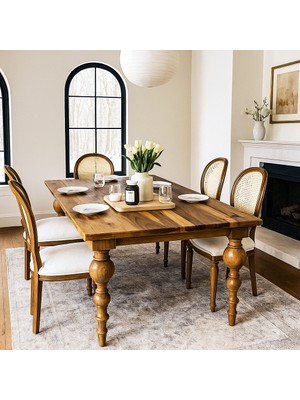 Vornom Torna Ayaklı El Yapımı Ceviz Yemek Masası - Oturma Odası / Yemek Odası Için