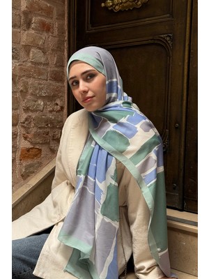 Levamor Kadın Empirme Soft Noly Geometrik Desenli Pamuklu Likralı Şal