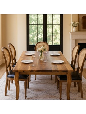 Vornom Lükens Ayaklı El Yapımı Ceviz Yemek Masası - Oturma Odası / Yemek Odası Için