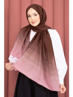 ECN Renk Geçişli Modern Şal Serisi Kahve-Pudra