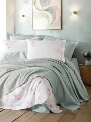 Cotton Box Vivid Çift Kişilik Pikeli Nevresim Takımı Minty Mint