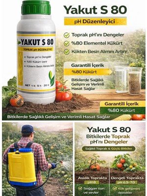 Yakut S 80 Toprak Ph Düzenleyici – %80 Elementel Sıvı Kükürt – Bitki Besleme ve Toprak Islahı (1 Litre)