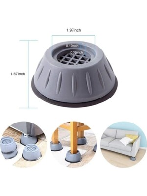 Mikasso Gri Çamaşır Makinesi Titreşim Engelleyici Stoper 4 Lü Set Gri