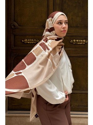 Levamor Kadın Empirme Soft Noly Geometrik Desenli Pamuklu Likralı Şal