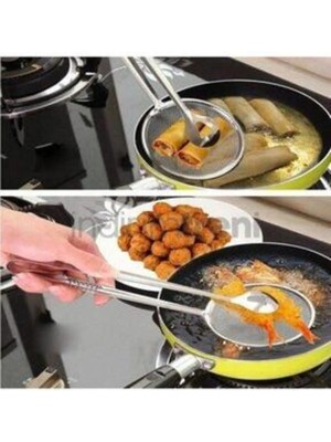 Mikasso Pratik Kızartma Maşası, Paslanmaz Çelik Süzgeçli Maşa Paslanmaz Çelik Beyaz