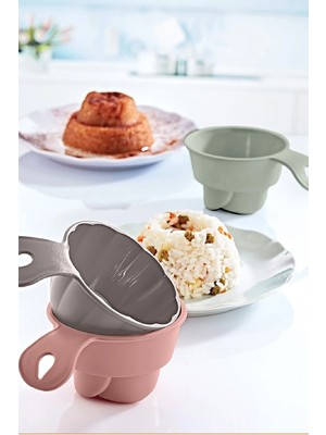 Mikasso Pilav ve Helva Kalıbı Renkli, 2'li Set Karışık Renkli Plastik Haki