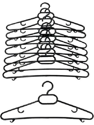 Mikasso Askısı Plastik Elbise Askısı 6 Adet Plastik Siyah