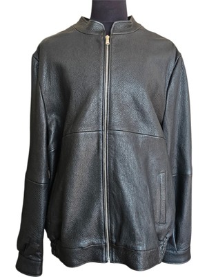 Asus Deri-Merlin - Hakiki Deri Hakim Yaka Siyah Dokulu Erkek Ceketi