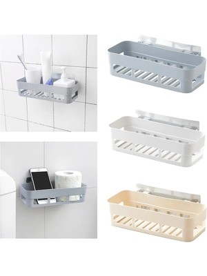 Mikasso Banyo Köşeliği Şampuan Rafı Banyo Rafı Güclü Yapıstırıcılı Delmeye Gerek Yok Plastik Gri