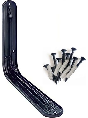 Mikasso Siyah Lüx 10 x 15 cm Raf Altı Aparatı Ayağı L Demir Köşe Konsol Sabitleyici Siyah