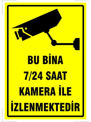 Mikasso "bu Bina 7/24 Saat Kamera ile Izlenmektedir - A4 Folyo Baskı Sticker