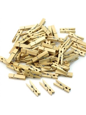 Mikasso Ahşap Küçük Mandal 25'li Ahşap Mini Mandal - Fotoğraf Mandalı 25 Kahverengi