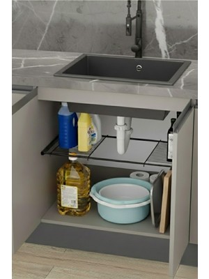 Milonsa Ayarlanabilir Lavabo Altı Tel Raf Organizer Mutfak Dolap Içi Düzenleyici Evye Altı Rafı