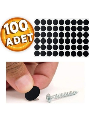 Mikasso 100 Adet Siyah Ahşap Mobilya Dolapları Için Kendinden Yapışkanlı Vida Tapası Tıpası Kapatıcı Beyaz