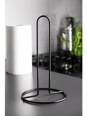 Mikasso Metal Kağıt Havluluk Dolu Çelik Siyah Kaplama Dik Havlu Peçetelik Standart ve Büyük Boy Rulo Uyumlu